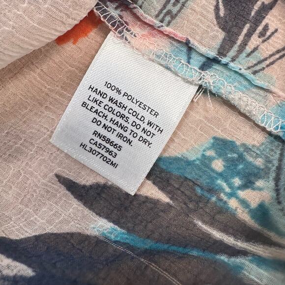 Chelsea 28 Pink Teal Floral Sheer Blouse Womens XS 3/4 Sleeve V-Neck Wrap Front - Picture 6 of 6